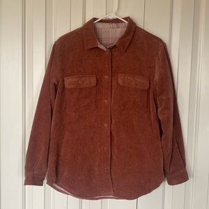 Super soft dark orange women’s reversible corduroy fleece jacket shacket size S